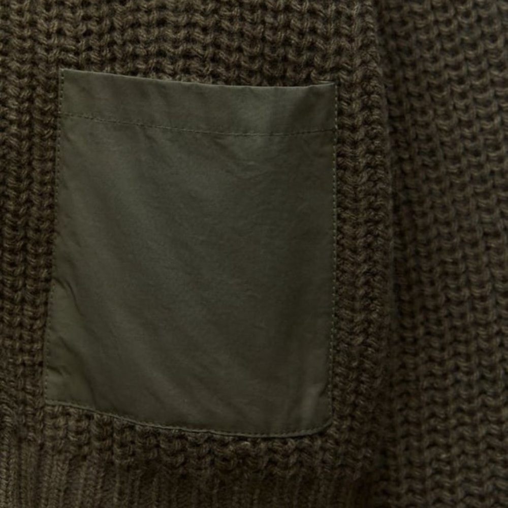NWT Zara Green Knit Cardigan Cropped Style Zara combination nit cardigan with p - Picture 7 of 16